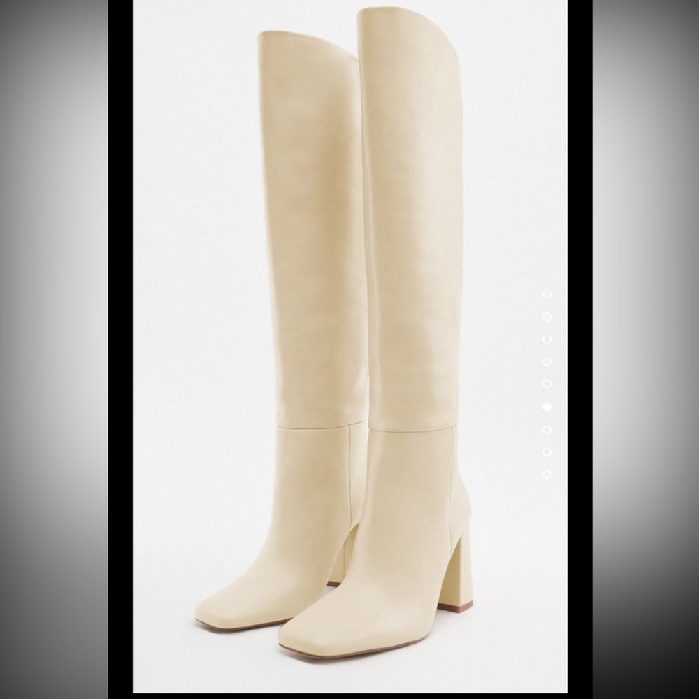 Zara Knee High Heeled Leather Boots